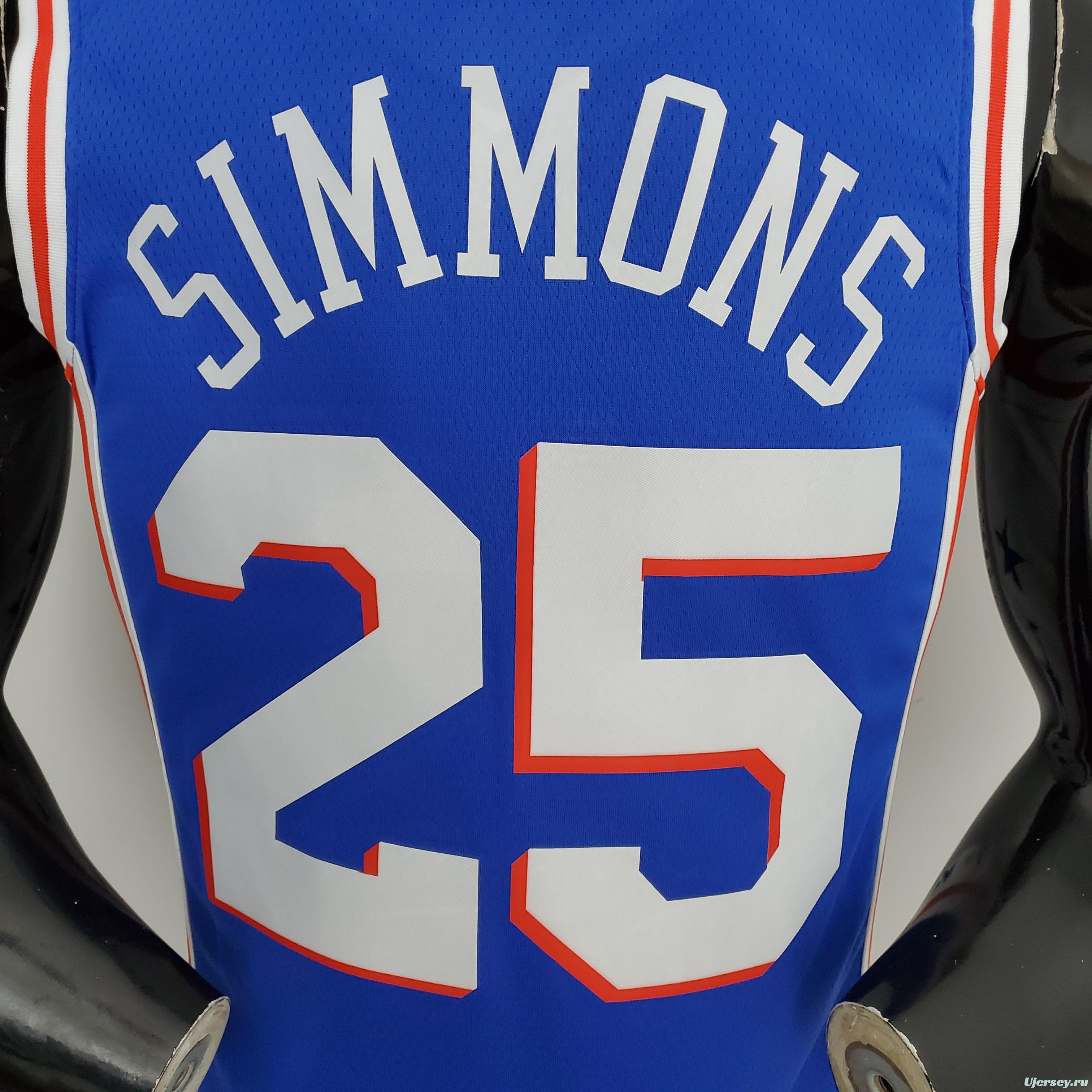 75th Anniversary Philadelphia 76ers SIMMONS#25 Blue NBA Jersey