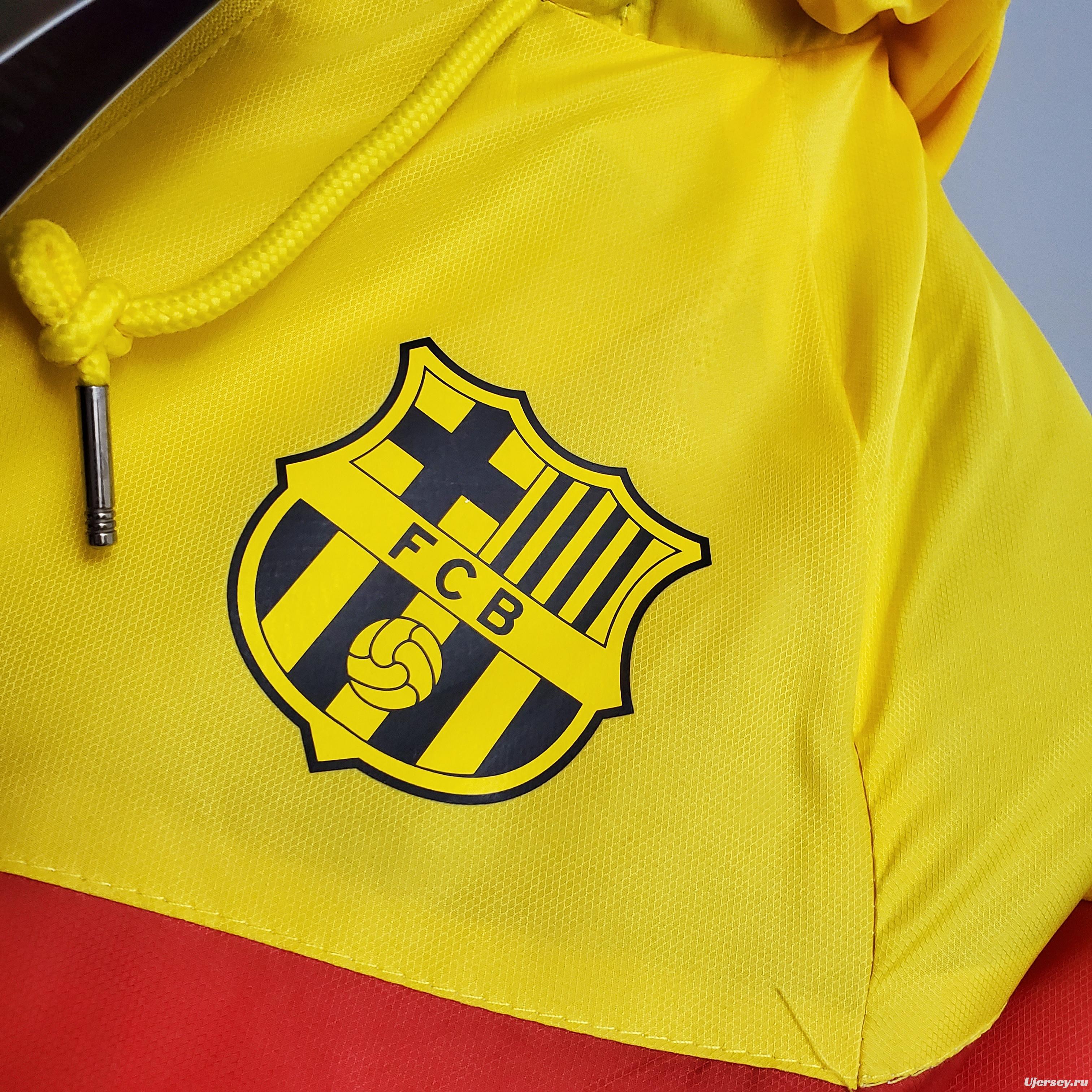 classic style Windbreaker Barcelona Blue Red Yellow Soccer Jersey