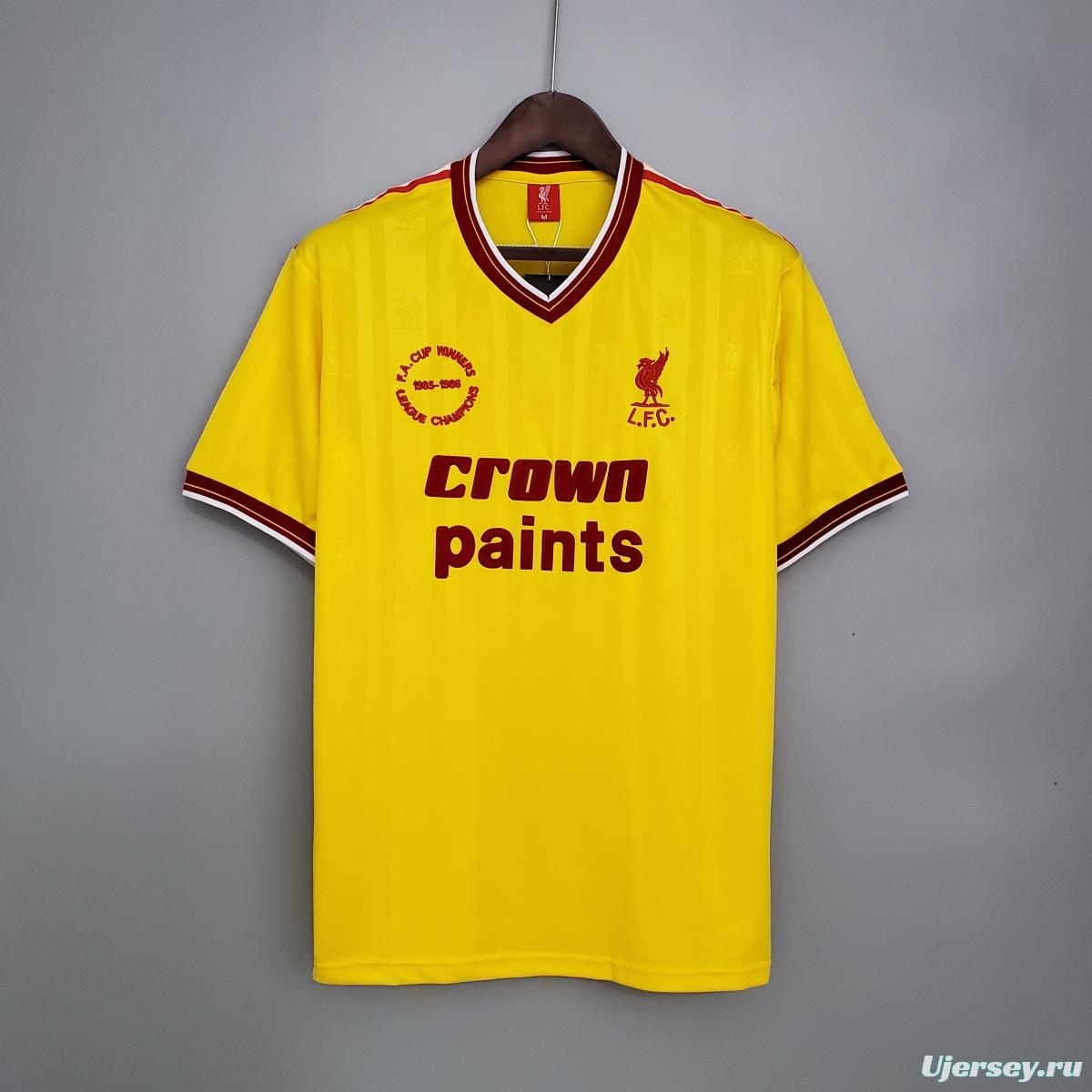 Retro 85/86 Liverpool away yellow Soccer Jersey