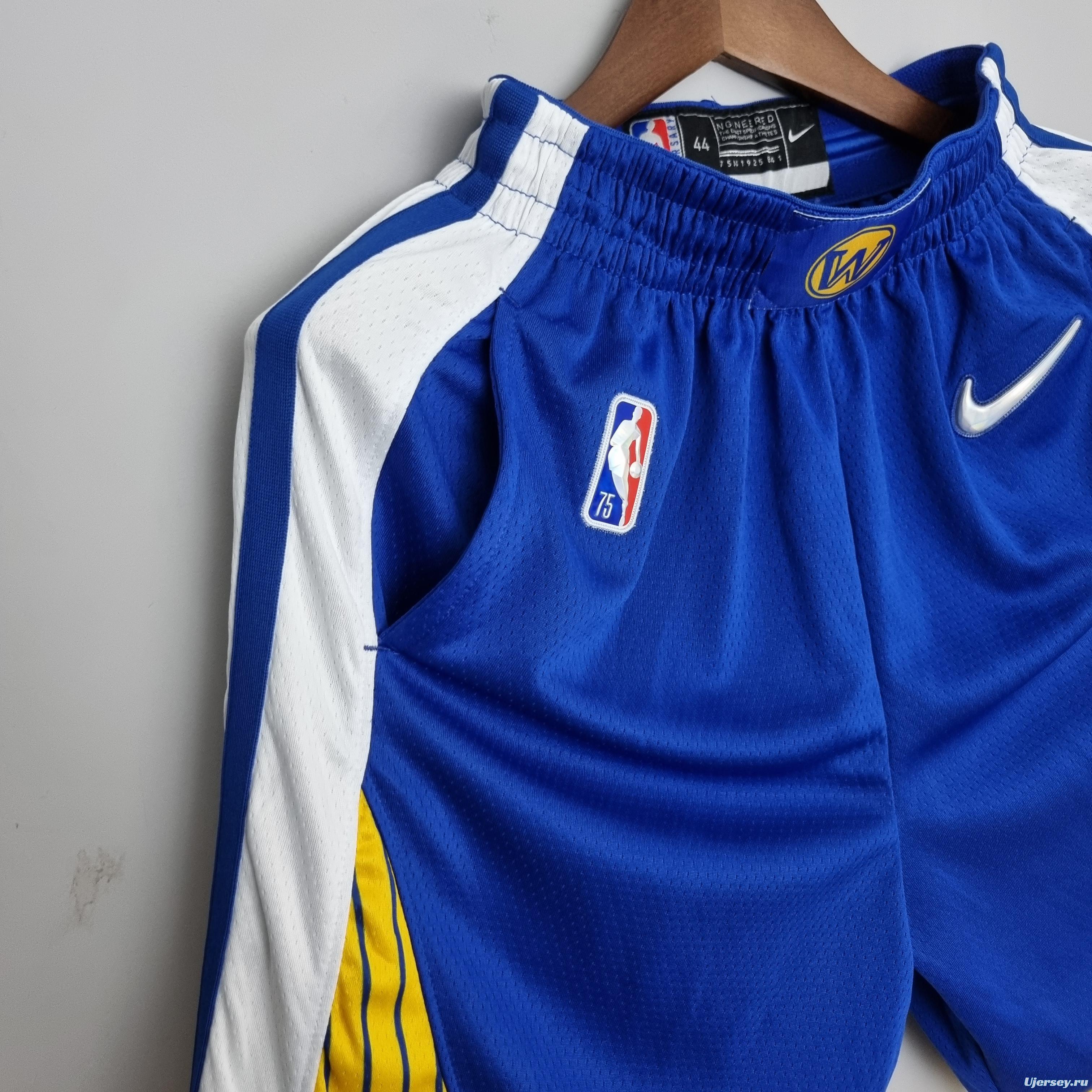 75th Anniversary Golden State Warriors Shorts Blue NBA Jersey