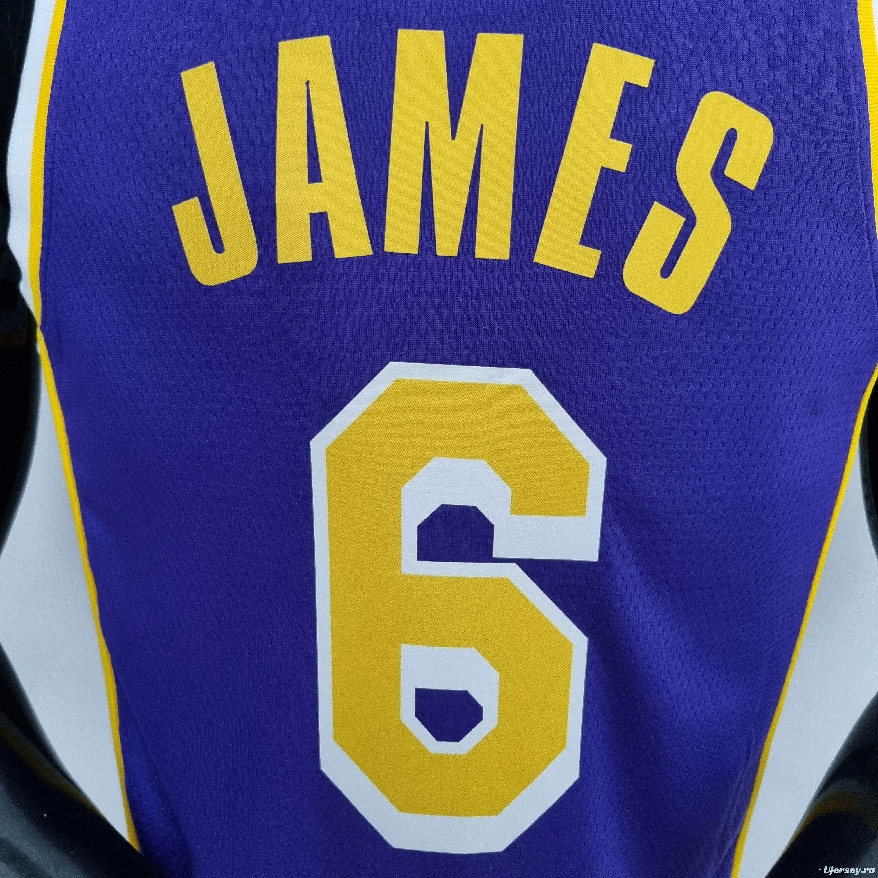 75th Anniversary James #6 Los Angeles Lakers Jordan Purple NBA Jersey