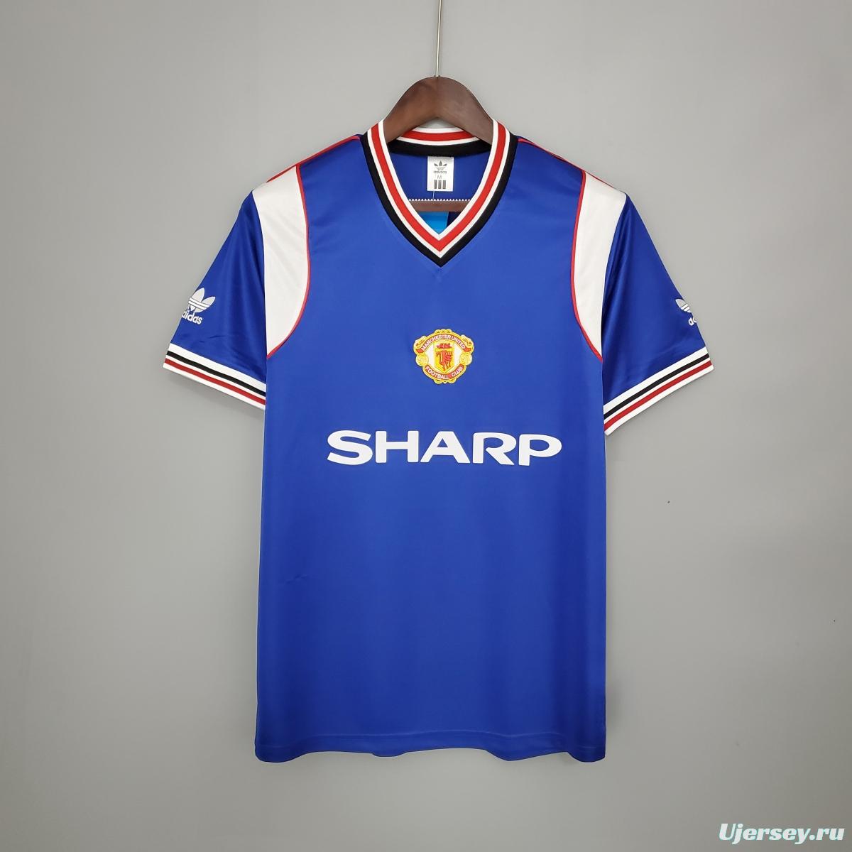 Retro Manchester United 85/86 away blue Soccer Jersey