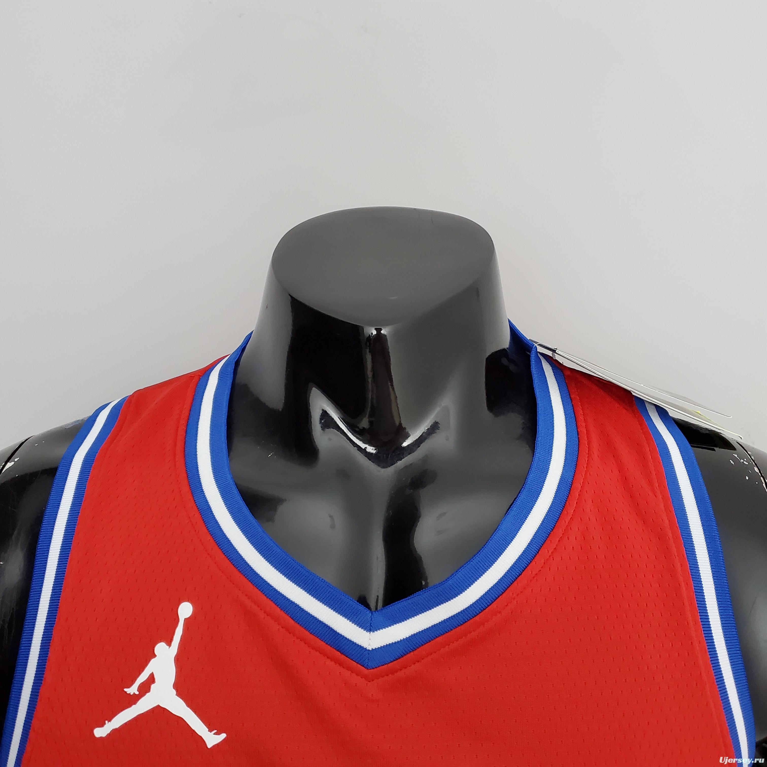 2021 MAXEY#0 76ers Jordan Themed Red NBA Jersey