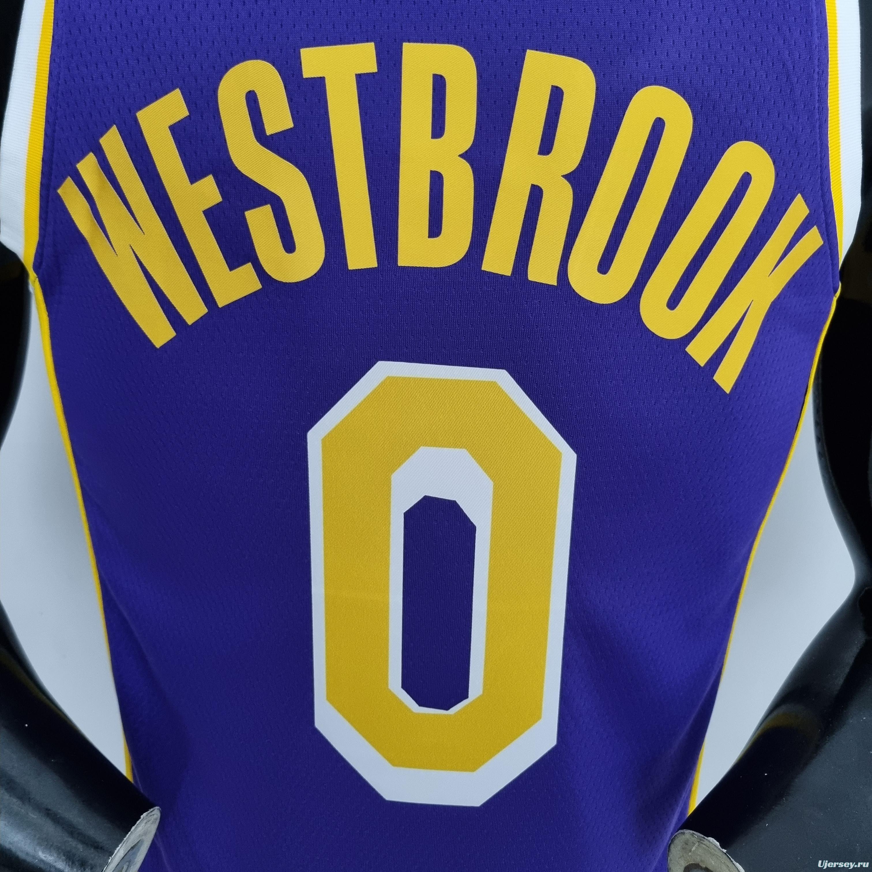 75th Anniversary Westbrook #0 Los Angeles Lakers Jordan Purple NBA Jersey