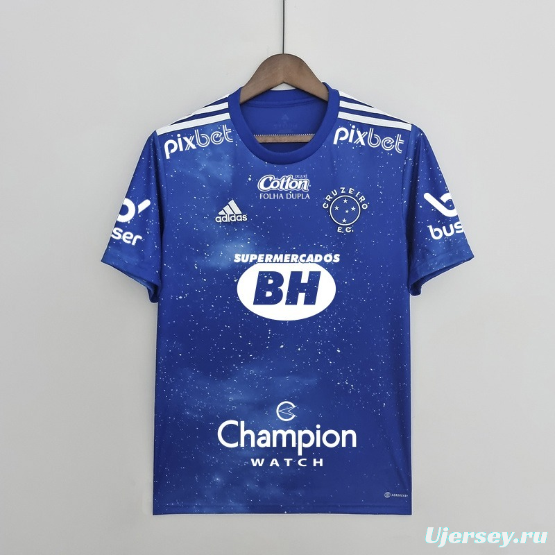 22/23 all sponsors Cruzeiro home Soccer Jersey