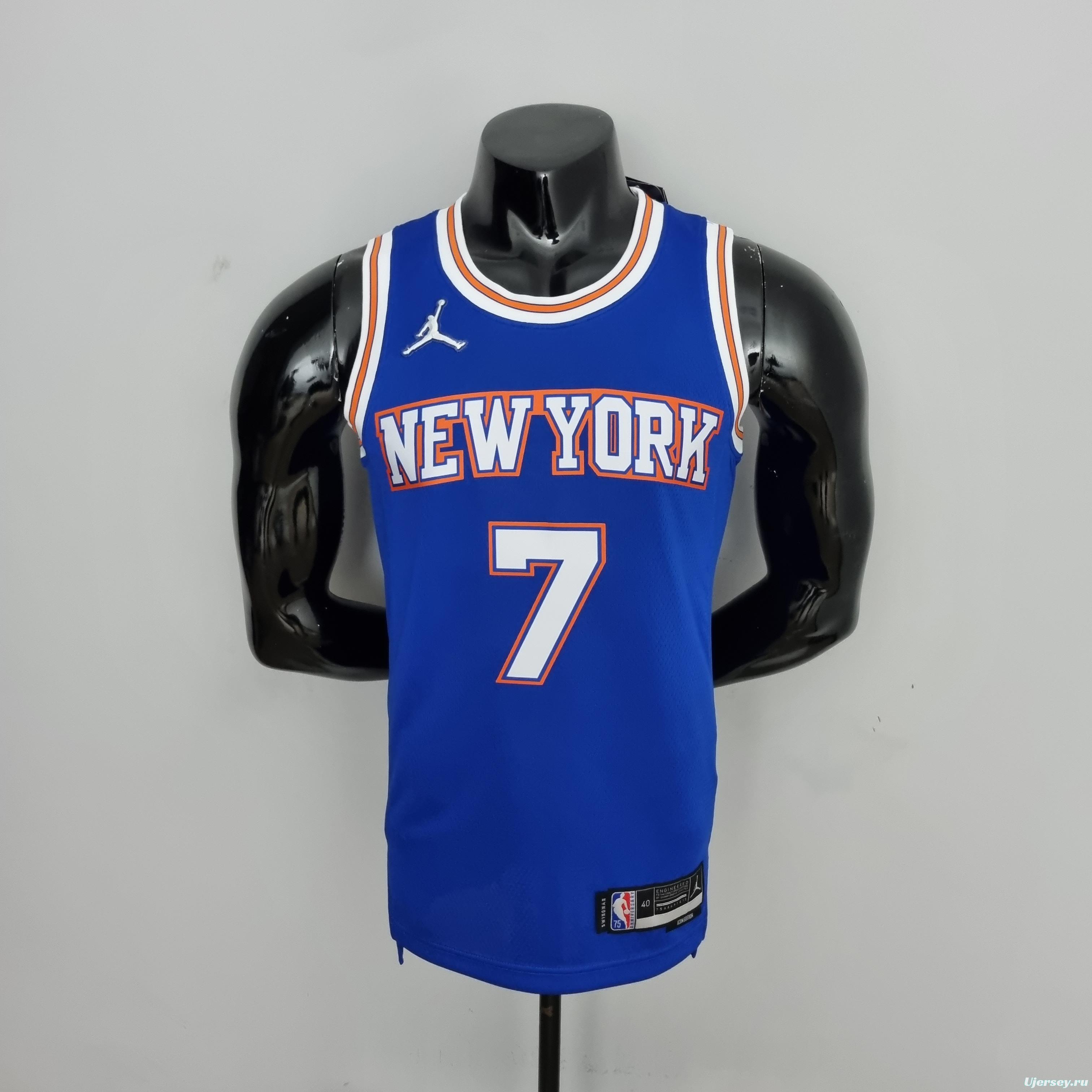 75th Anniversary Anthony #7 New York Knicks Jordan Limited Blue NBA Jersey