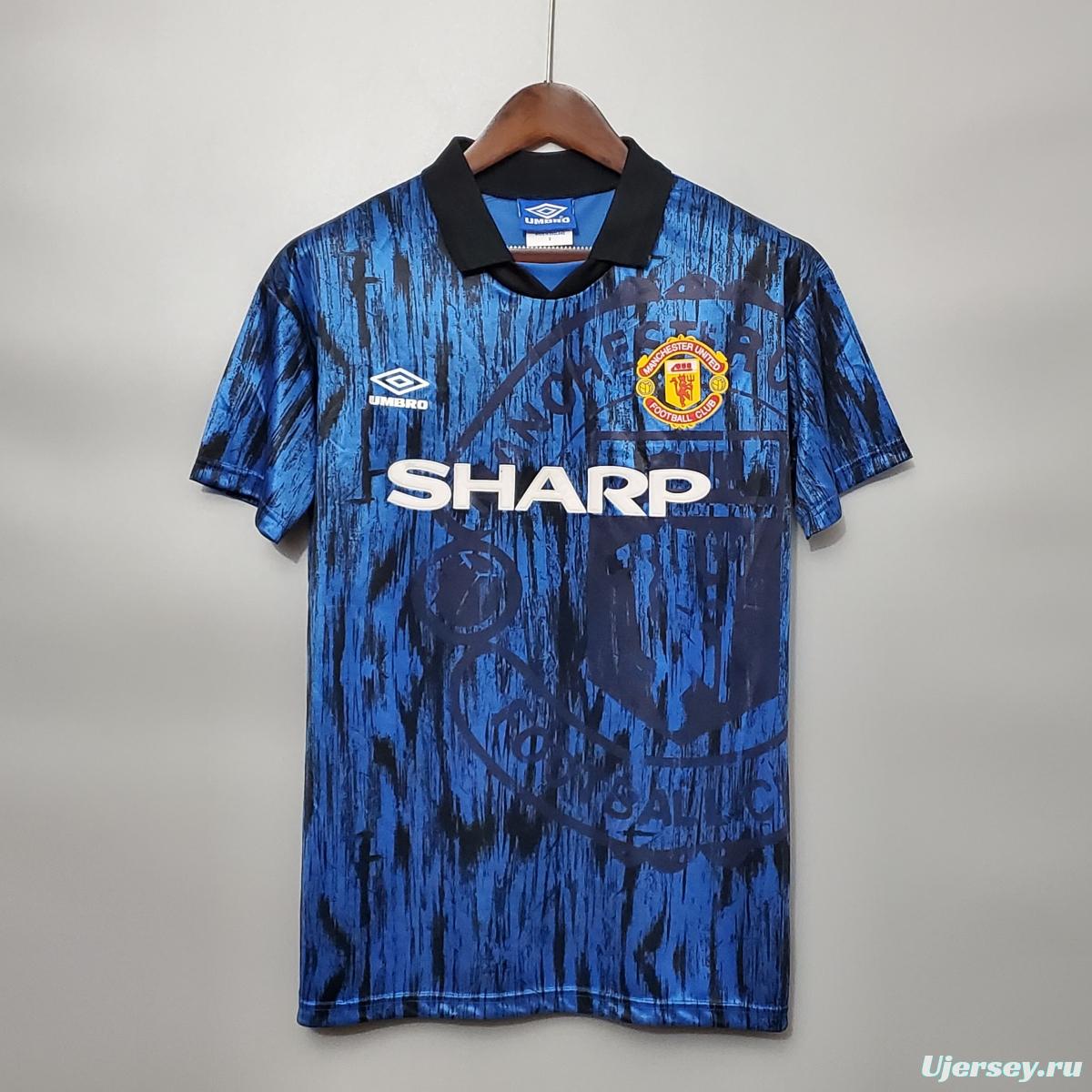 Retro 92/93 Manchester United in the away Soccer Jersey