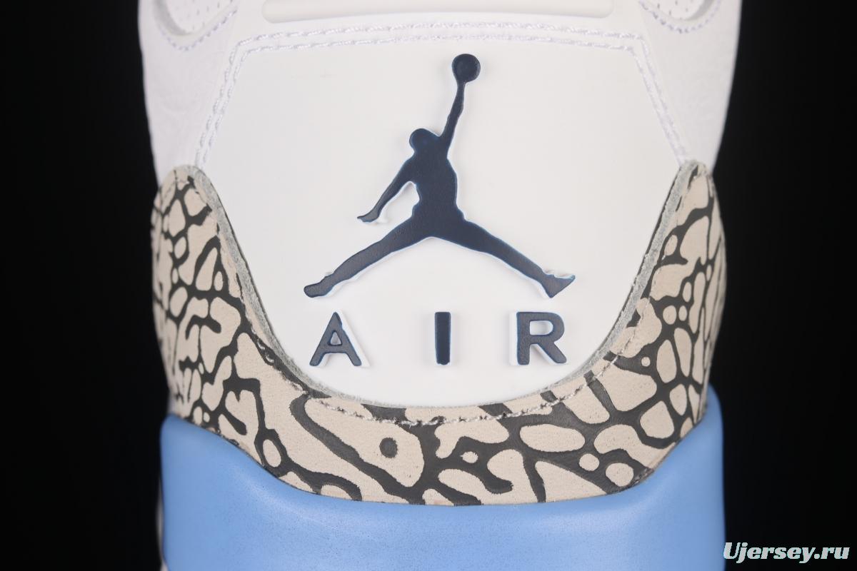 Air Jordan 3 UNC AJ3 Joe 3 North Carolina blue white burst blue crack in the basketball shoes CT8532-104