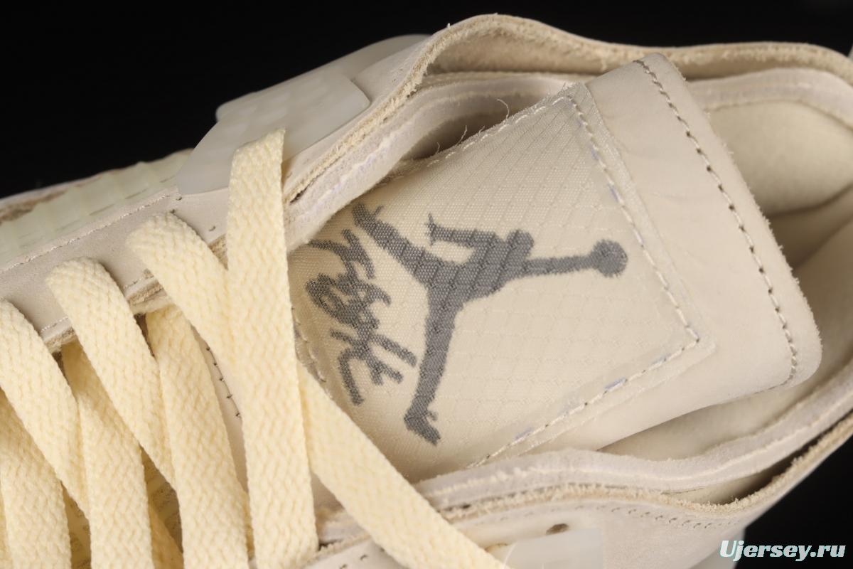 OFF-White x Air Jordan 4 Retro Cream/Sail retro leisure sports culture basketball shoes CV9388-100