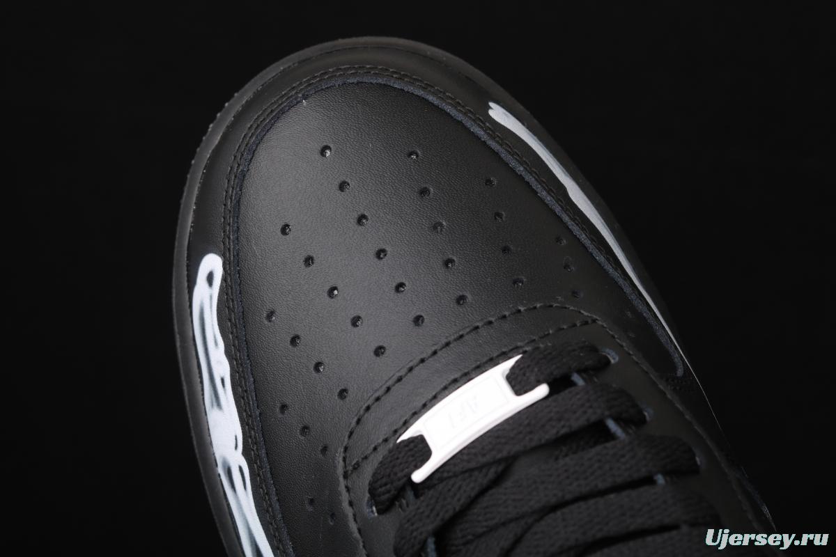 NIKE Air Force 1x 07 Skeleton QS Halloween luminous skeleton limited casual board shoes BQ7541-001