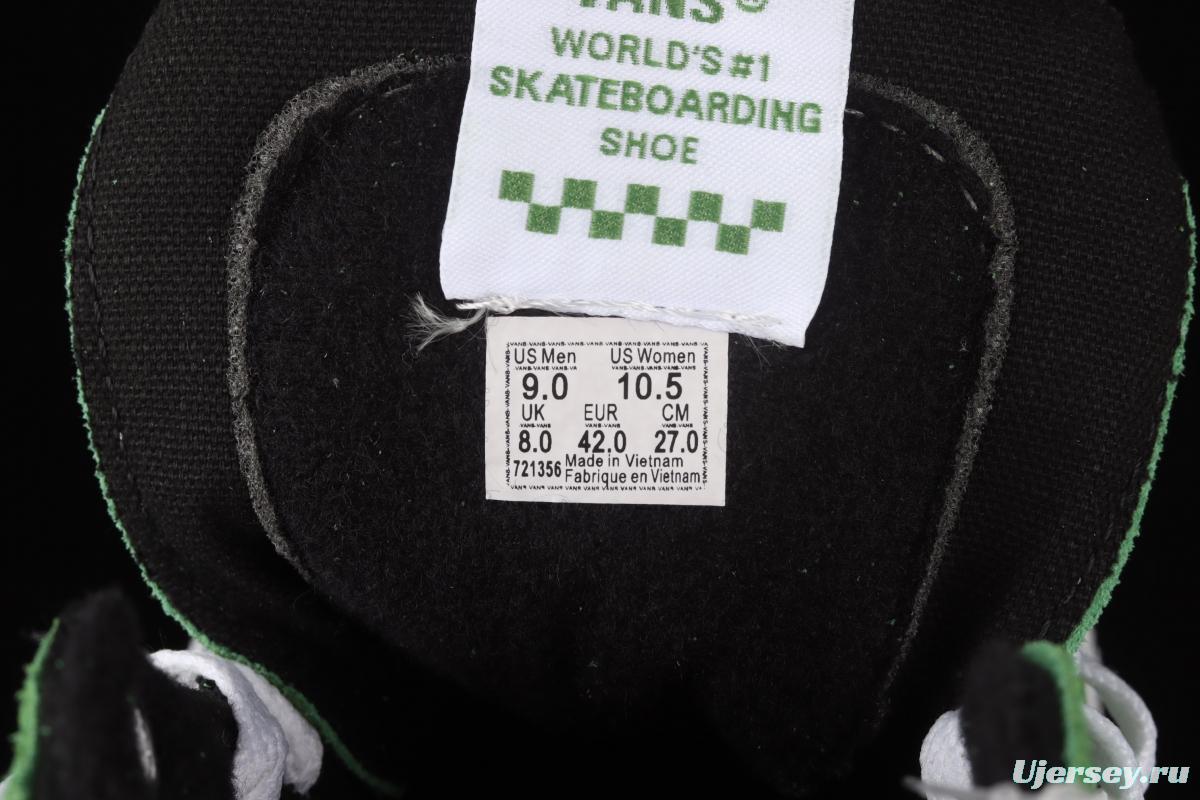 Vans Skate Sk8 Hi black and green side standard chessboard checkered high-top casual board shoes VN0A5FCC3OH