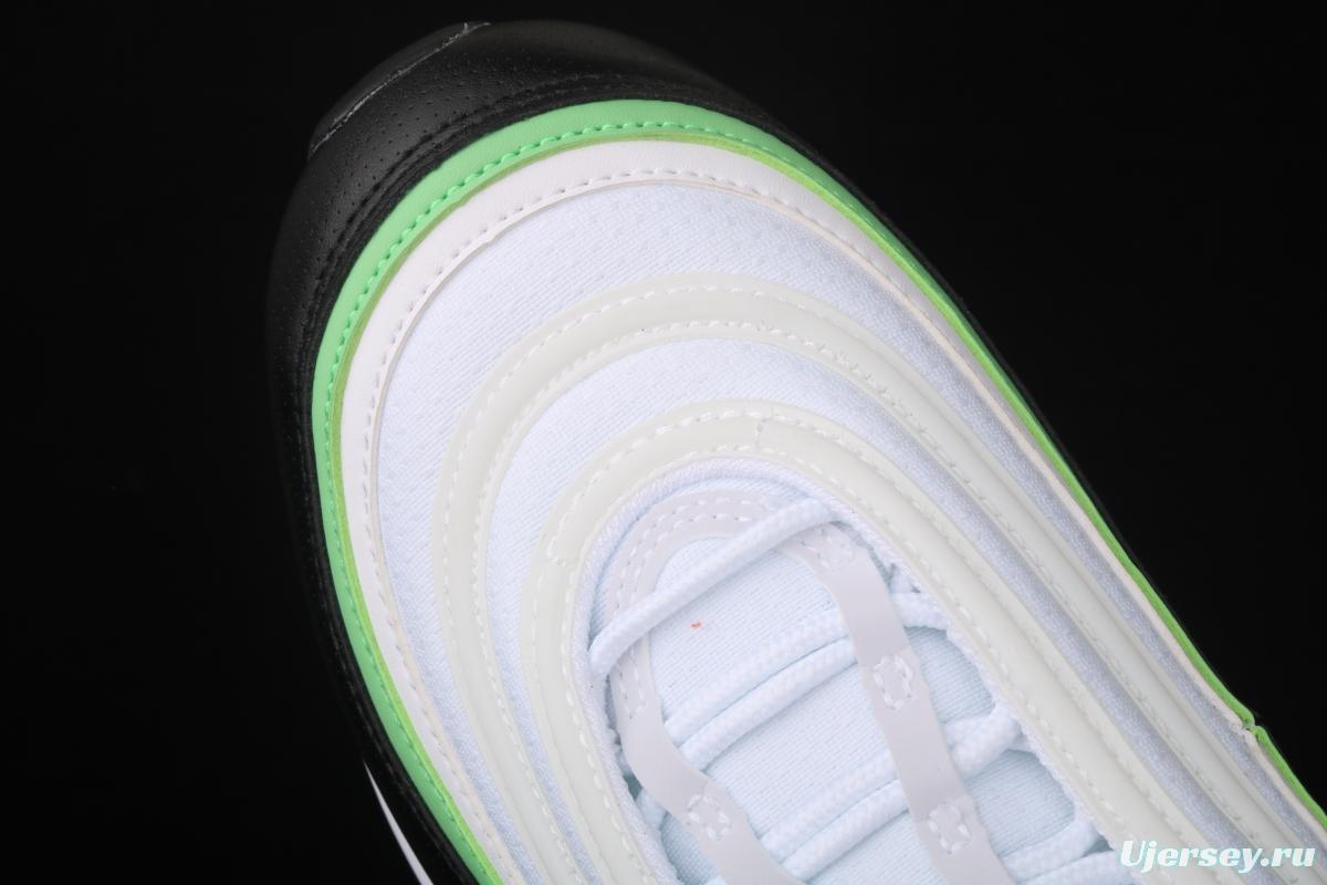 NIKE Air Max 97 black, white and green 3M reflective bullet air cushion running shoes 921522-105