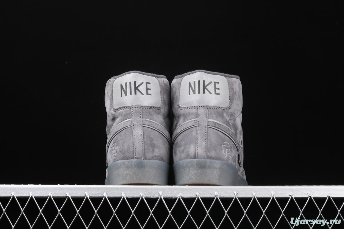 Reigning Champ x NIKE Blazer Mid Retro defending champion joint top suede 3M reflective high upper shoes 371761-900