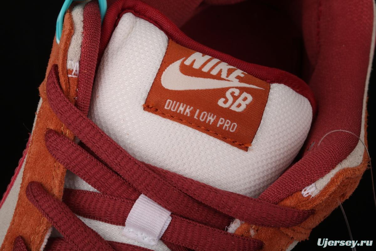 NIKE SB DUNK Low Pro brown-red color matching low-top casual board shoes BQ6817-202