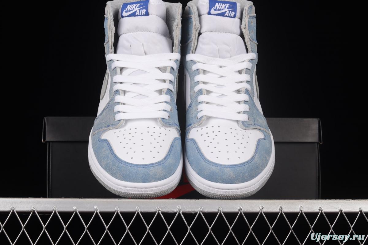 Air Jordan 1 Hyper Royal washed North Carolina high top basketball shoes 555088-402