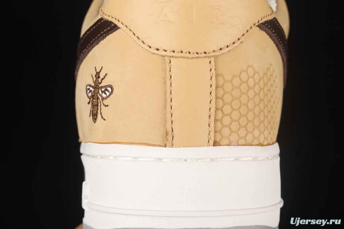 NIKE Air Force 11607 Low Manchester Bee khaki brown Manchester bee suede low-top casual board shoes DC1939-200