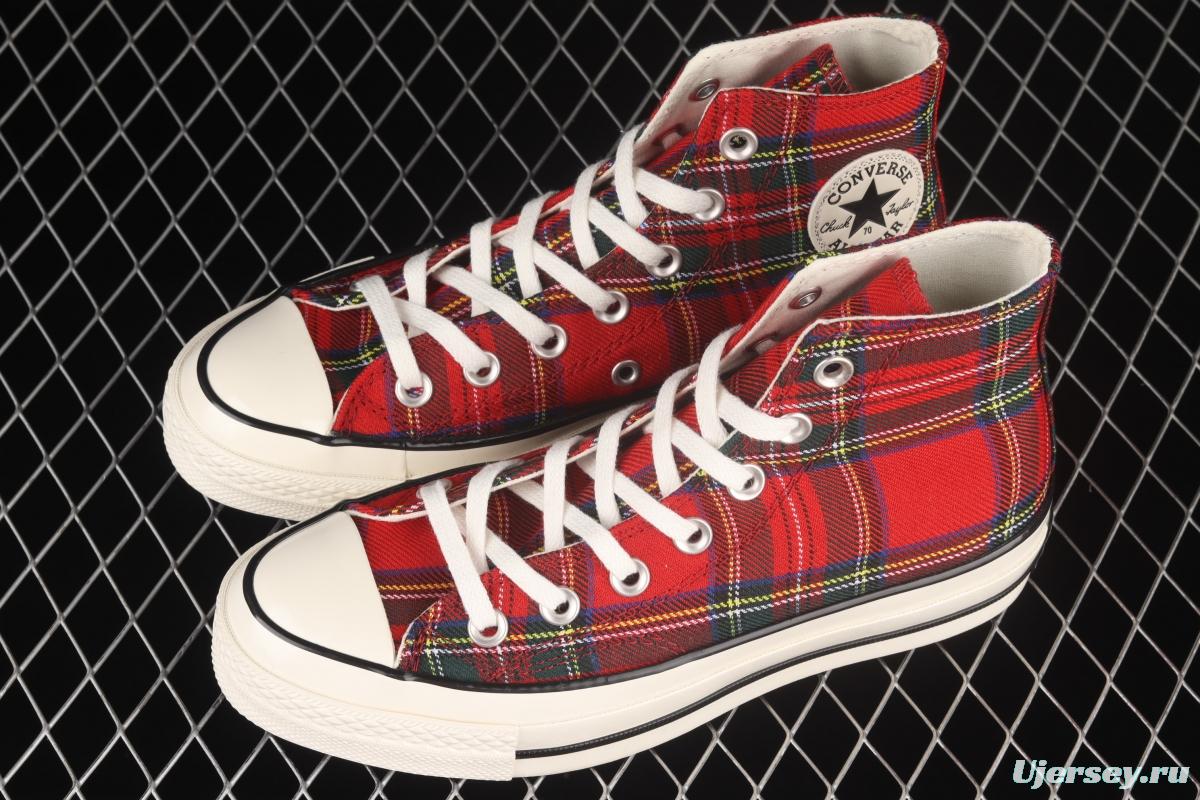 Converse Chuck 1970's Converse Christmas red checkered high-top casual board shoes 169257C