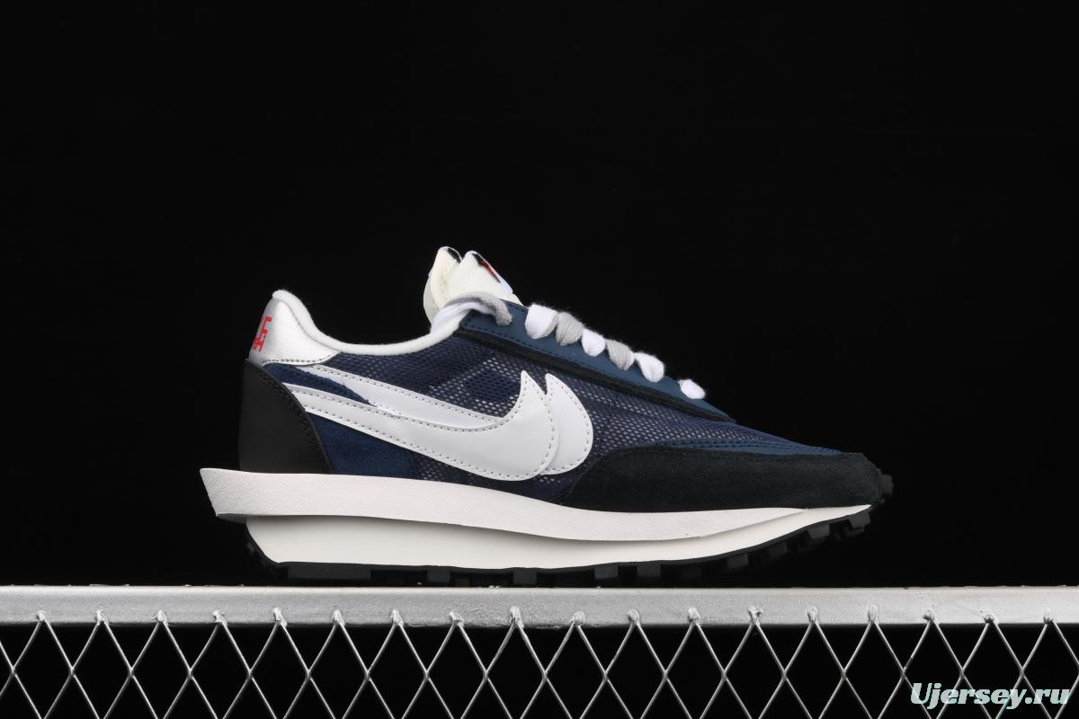 Fragment Design x Sacai x NIKE LVD Waffle Daybreak Fujiwara Hiroshi Fujiwara co-signed the catwalk style double hook Swoosh running shoes BV0073-008