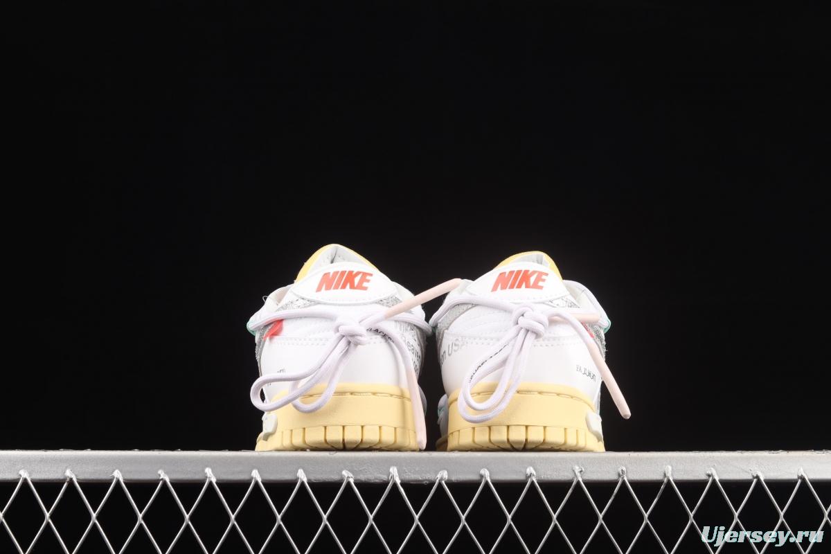 OFF-White x NIKE DUNK Low OW white and gray leisure sports skateboard shoes DM1602-127,