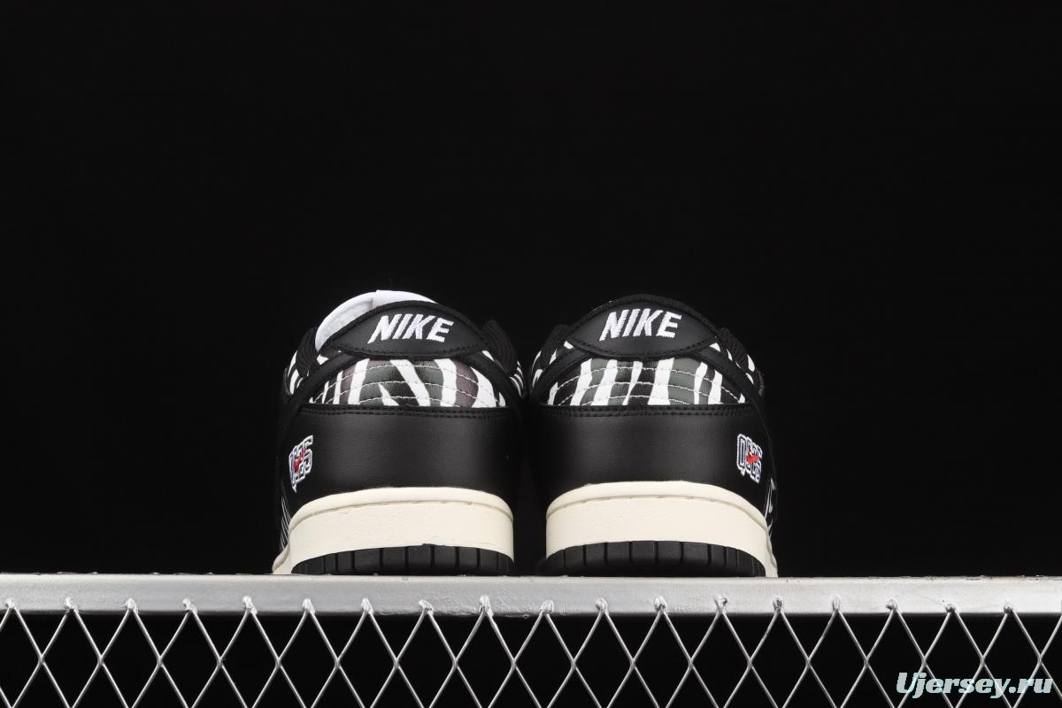 Quartersnacks x NIKE SB DUNK Zebra black and white zebra stripes joint style low-side sports and leisure board shoes DM3510-001