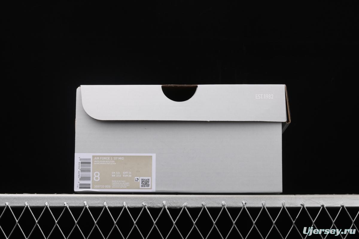NIKE Air Force 1x 07 Mid laser white 3M reflective medium side leisure sports board shoes 369733-809