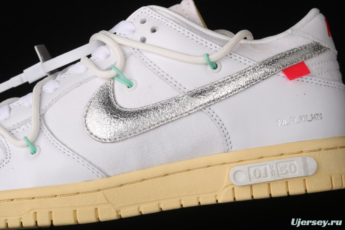 OFF-White x NIKE DUNK Low 04 of 50 OW white gray leisure sports skateboard shoes DM1602-127,