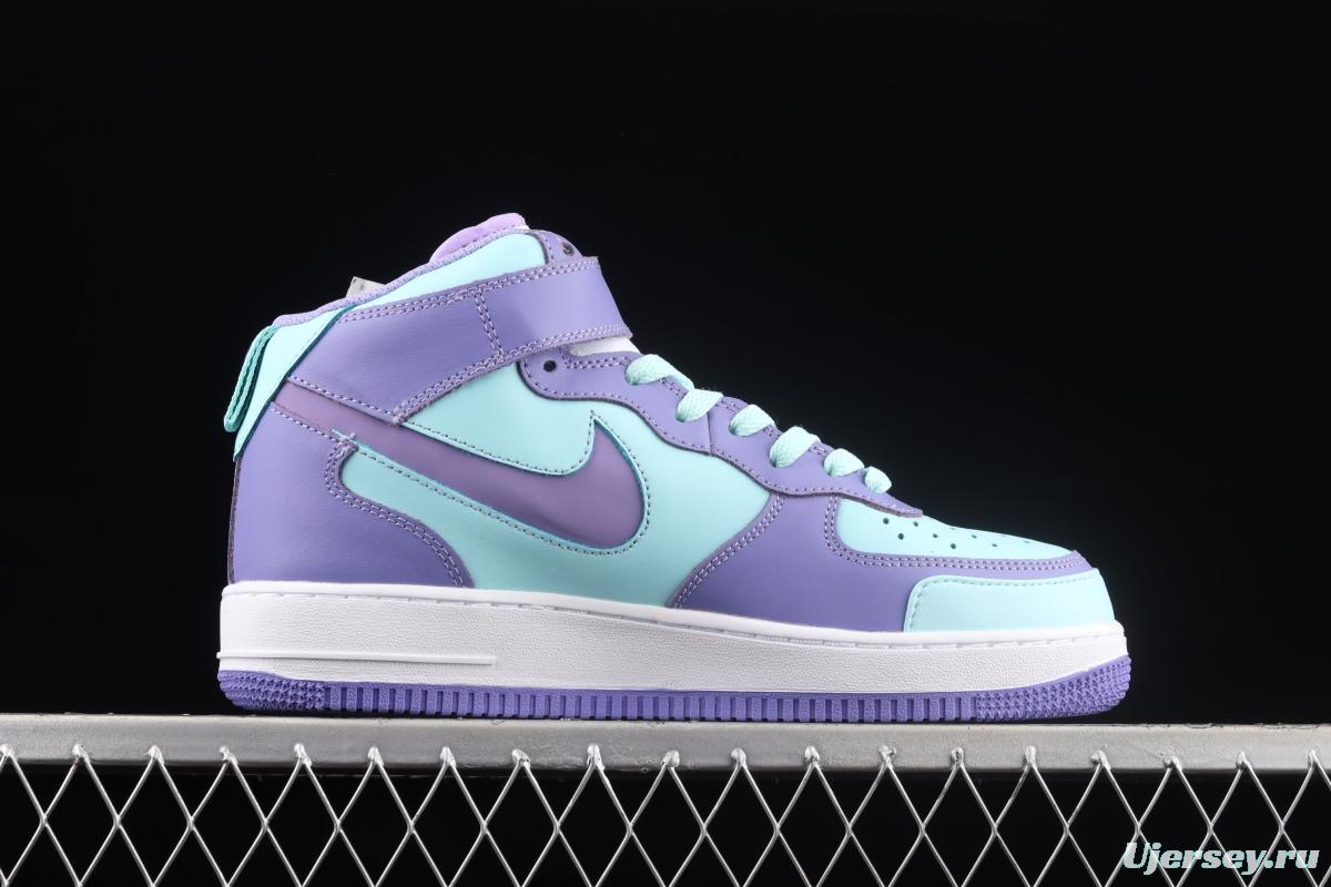 NIKE Air Force 1 Mid sells blue and purple color Zhongbang leisure board shoes CV3039-107overseas