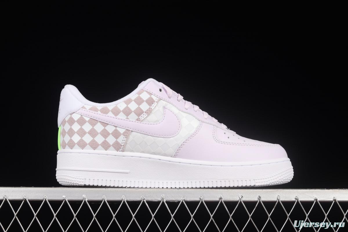 NIKE Air Force 1x 07 Low chessboard white and purple low-top casual board shoes CJ9700-500