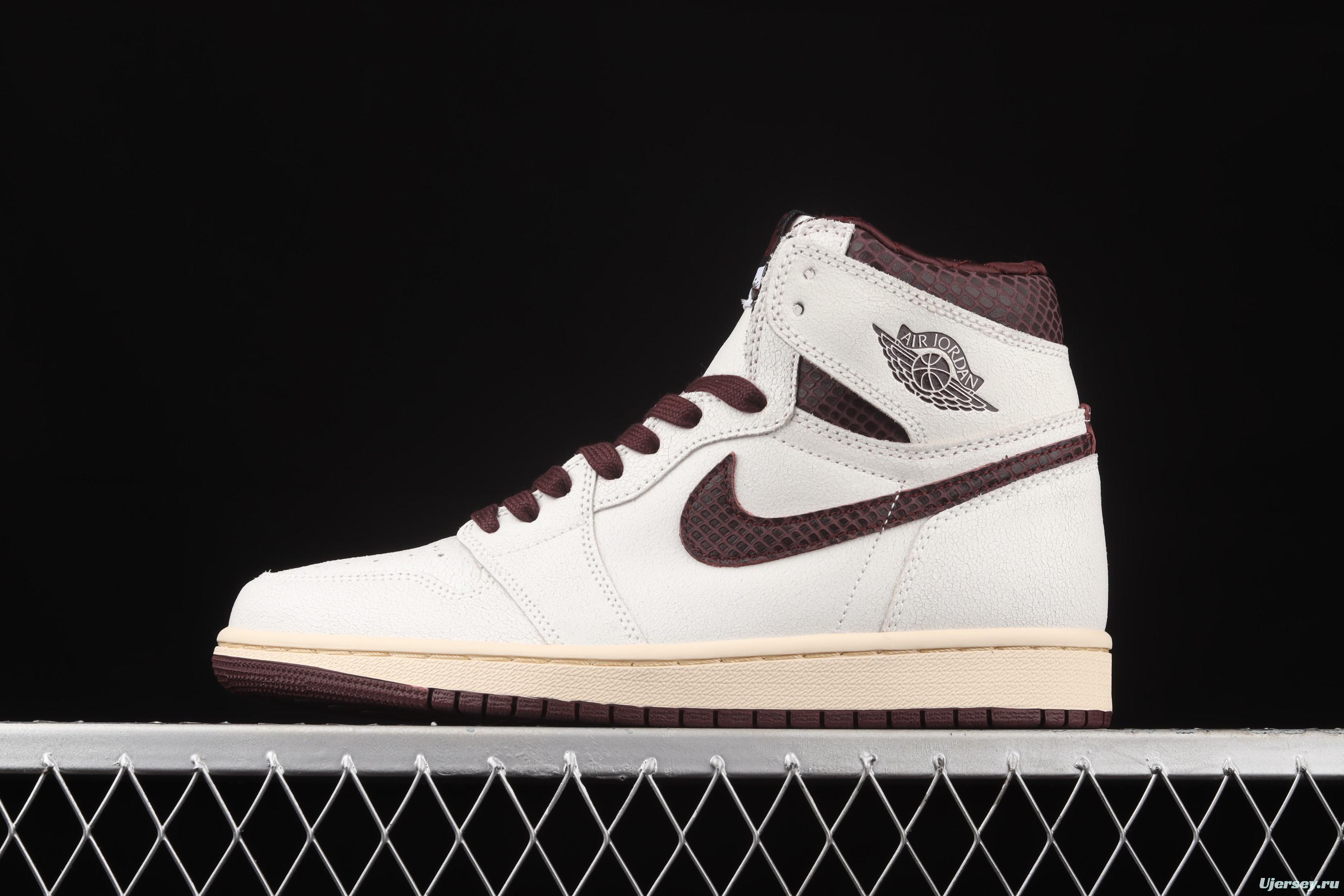 A Ma Maniere x Air Jordan 1 High OG co-branded snakeskin high top basketball shoes DO7097-100