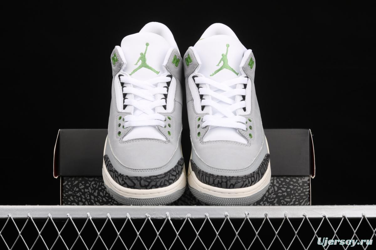 Air Jordan 3 Retro Chlorophyll AJ3 Joe 3 chlorophyll Gray Green manuscript 136064-006