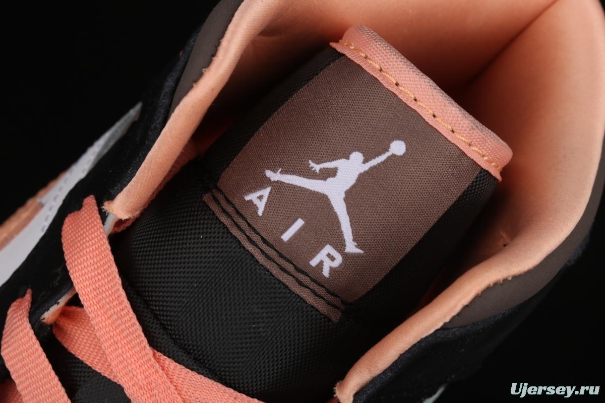 Air Jordan 1 Mid black pink peach goddess festival basketball shoes DH0210-100