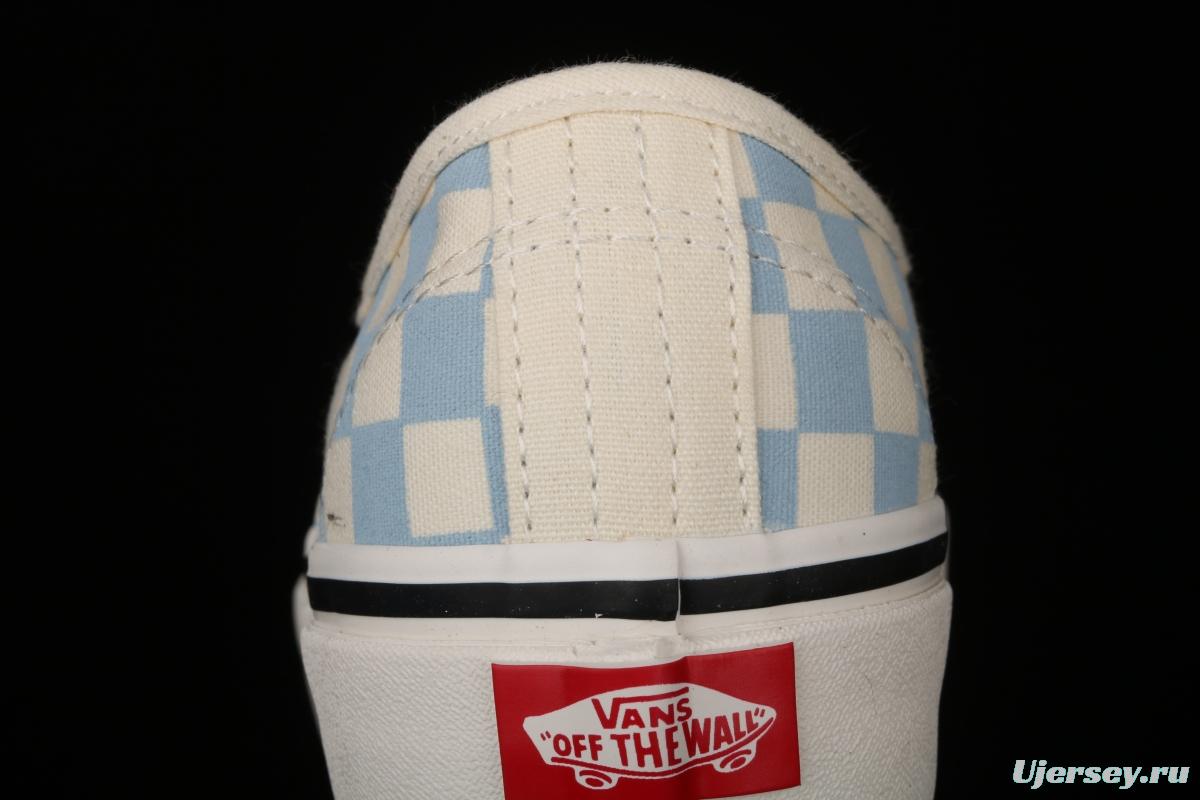 Vans Authentic 44 DX Anaheim milk blue and white checkerboard plaid low upper canvas shoes VN0A54F241J