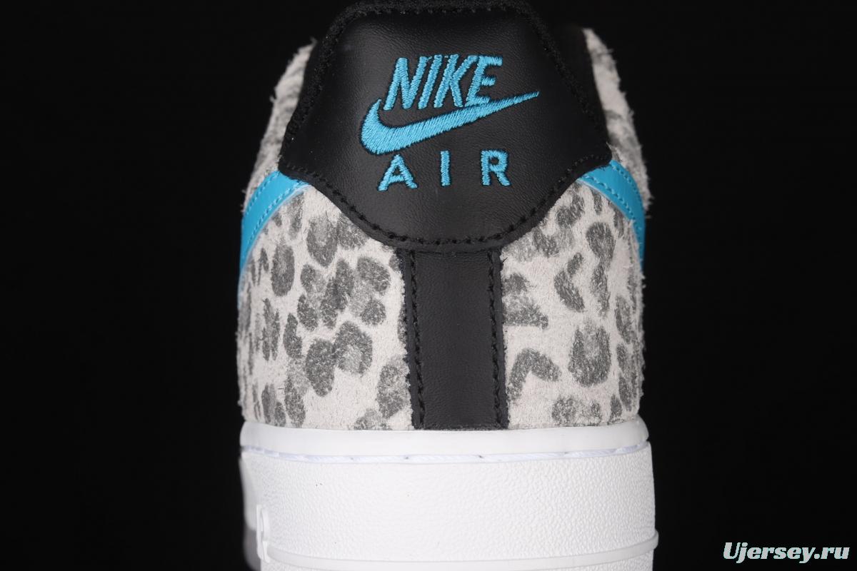 NIKE Air Force 1 Low Leopard gray, white and blue leopard print low-top casual board shoes DDJ6192-001