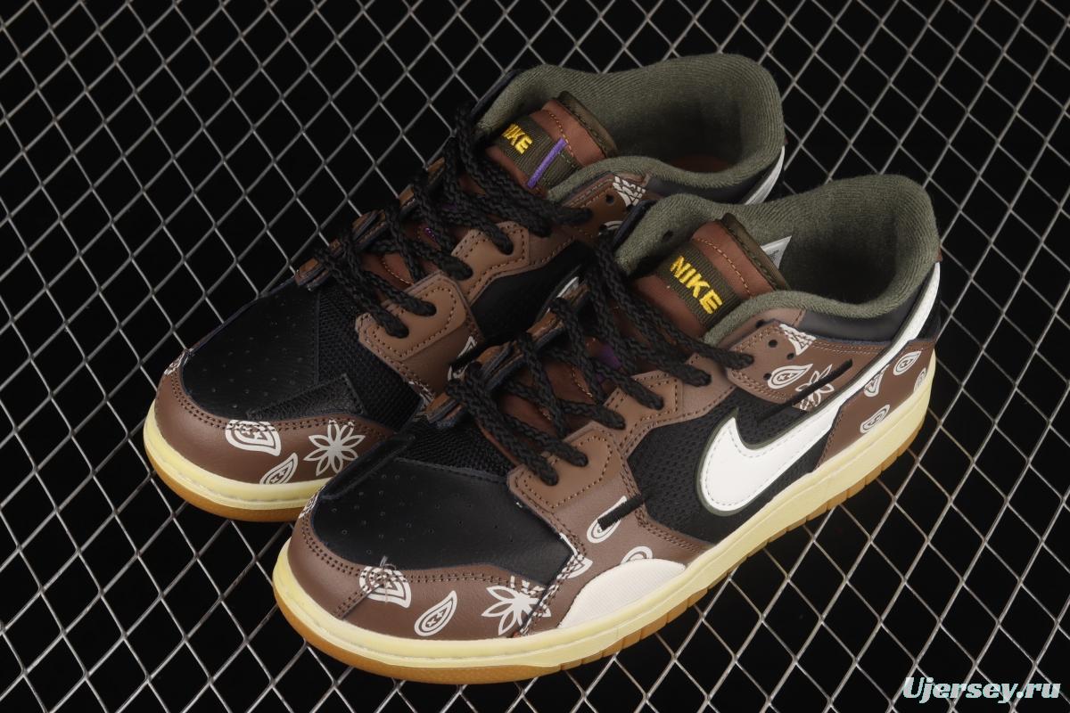 NIKE DUNK Scrap stitching and stitching low upper skateboard shoes dark brown DB0500-200