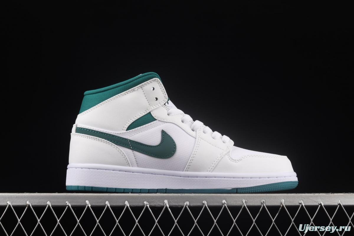 Air Jordan 1 Mid Mystic Green mysterious green basketball shoes CD6859-103