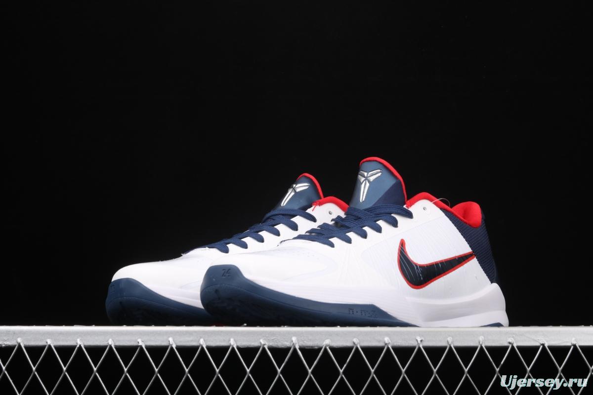 NIKE Zoom Kobe V Protro White, Blue and Red Kobe Bryant 5 2020 reproduce low-end sports basketball shoes 386429-105