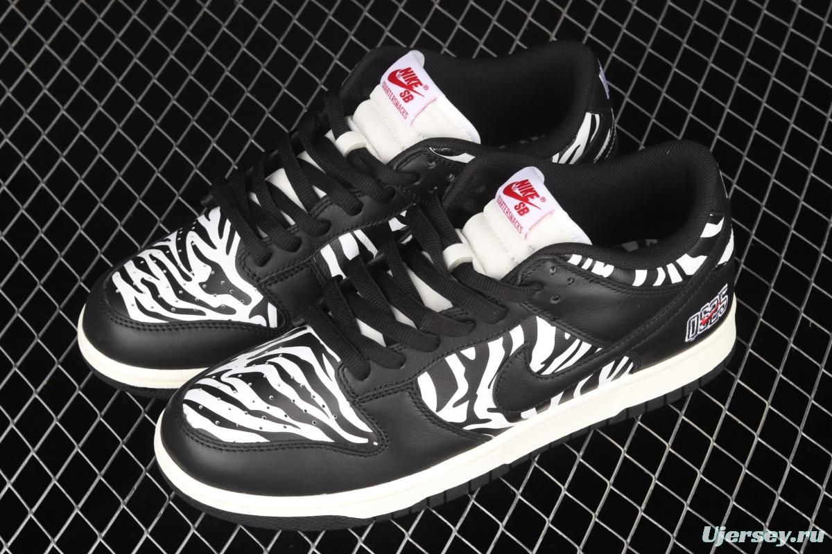 Quartersnacks x NIKE SB DUNK Zebra black and white zebra stripes joint style low-side sports and leisure board shoes DM3510-001