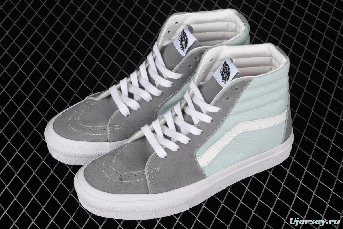 Vans Sk8-Hi gray and blue color side stripes high-top sports shoes VN0A32QG4FY