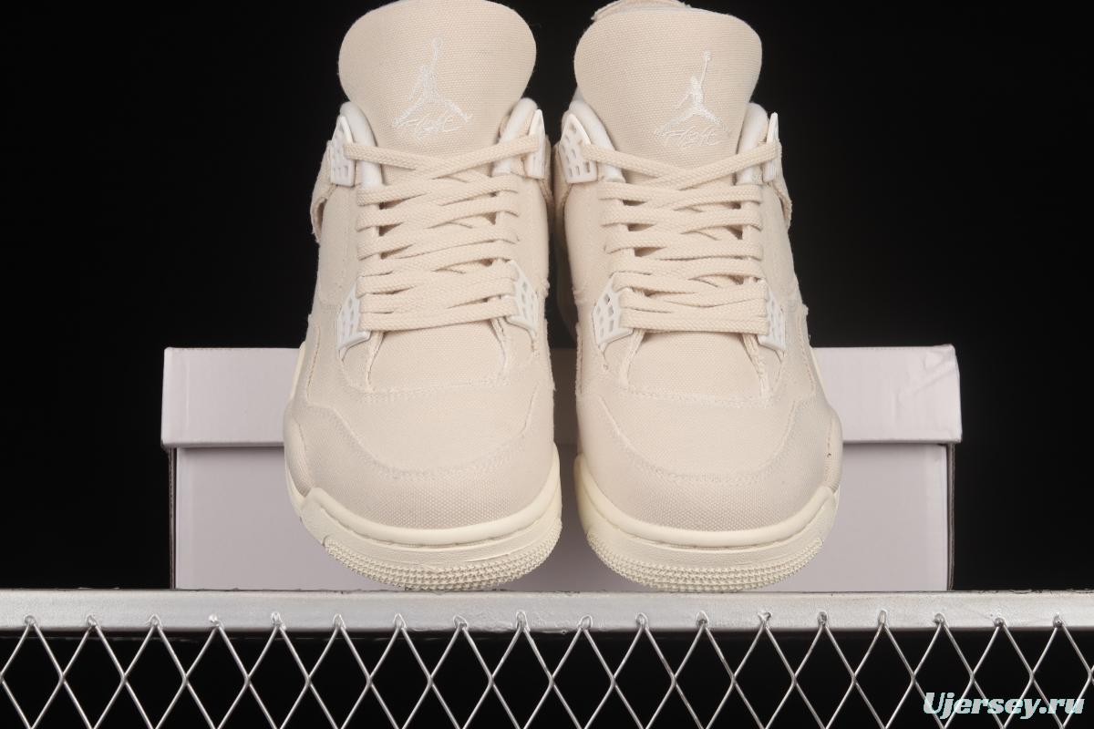 Air Jordan 4 Retro Canvas off-white canvas basketball shoes DQ4909-100