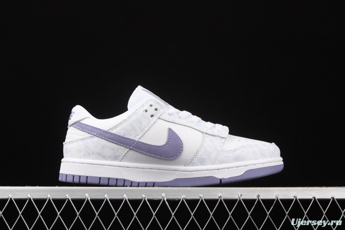 NIKE SB DUNK Low Prm white light purple color SB buckle rebound fashion leisure board shoes DM9467-500