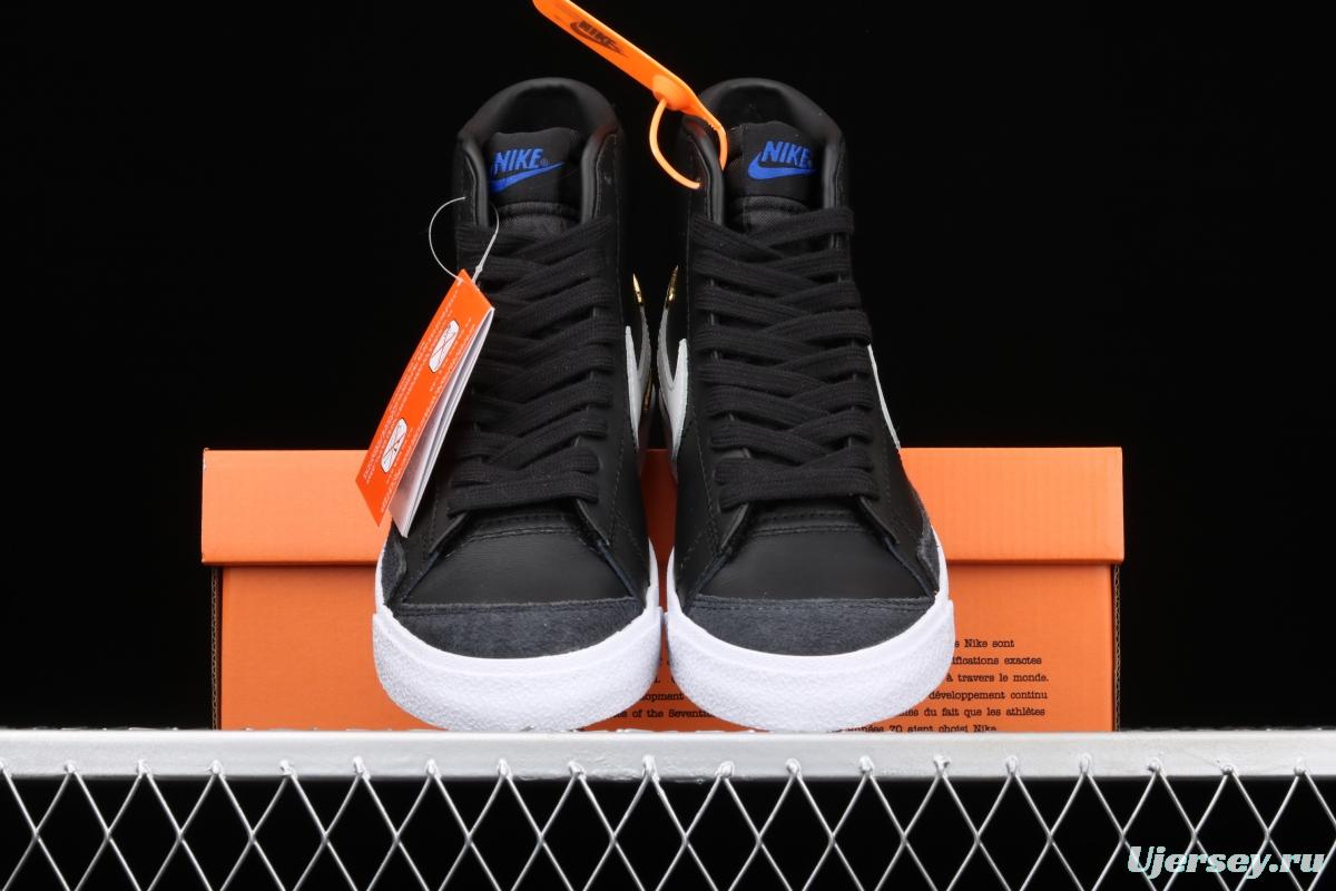 NIKE Blazer Mid'77 SE Chrome Luxe black-and-white gold standard Trail Blazers high-top casual board shoes CZ4627-001