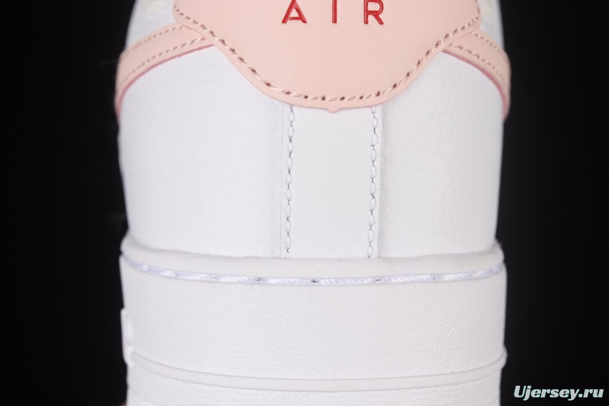 NIKE Air Force 1'07 Low White Pink Hook Low Casual Sneakers 315115-167