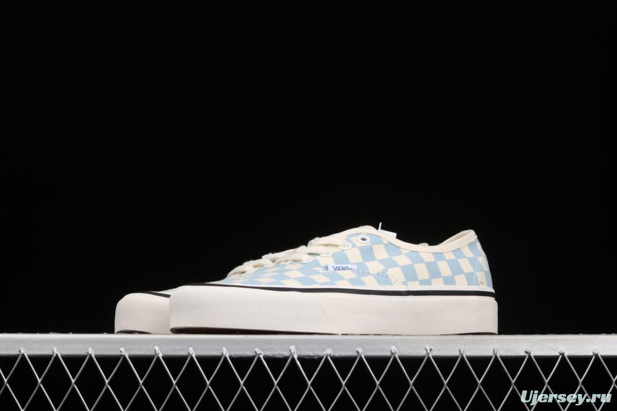 Vans Authentic 44 DX Anaheim milk blue and white checkerboard plaid low upper canvas shoes VN0A54F241J