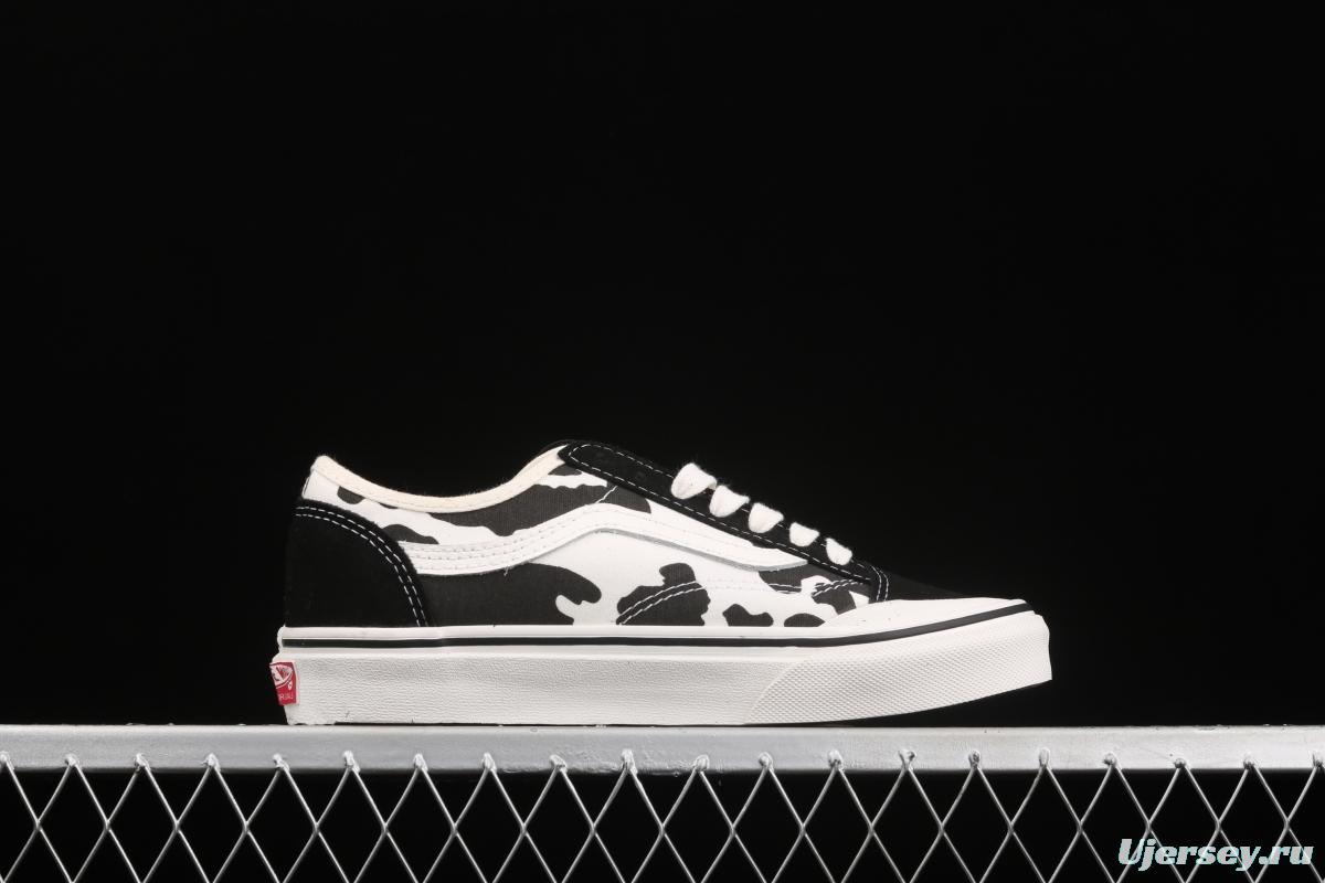 Vans Style 36 Decon SF GD overseas limited black-and-white cow graffiti low-top shoes VN0A5HFF2Z3