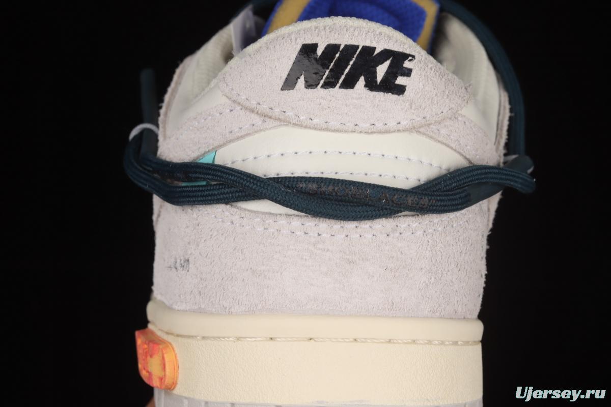 OFF-White x NIKE DUNK Low 12 of 50 OW suede SB buckle rebound fashion casual board shoes DJ0950-111,