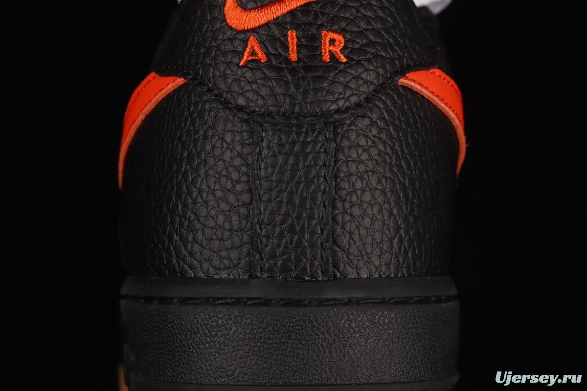 NIKE Air Force 1y07 Low raw rubber black and red litchi pattern low-top casual board shoes AA4082-001