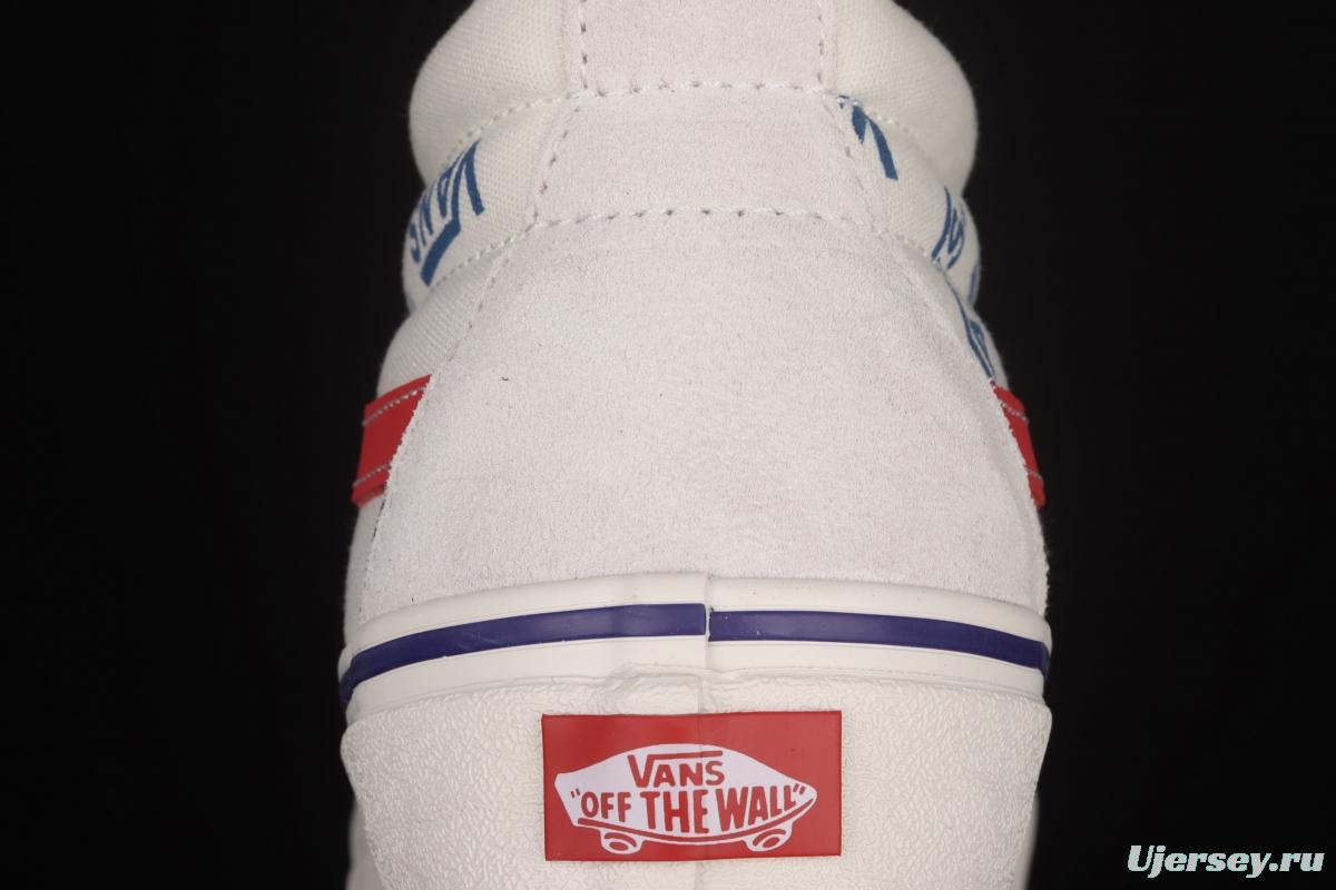 Vans Sk8-Mid Logo white full printed medium top casual board shoes VN0A3WKT9M8