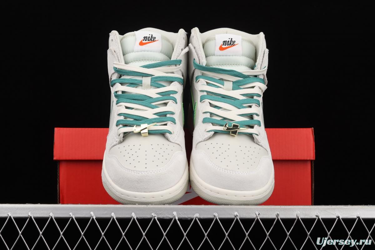 NIKE SB DUNK Hi SE white and green SB rebound high-top casual board shoes DH0960-001