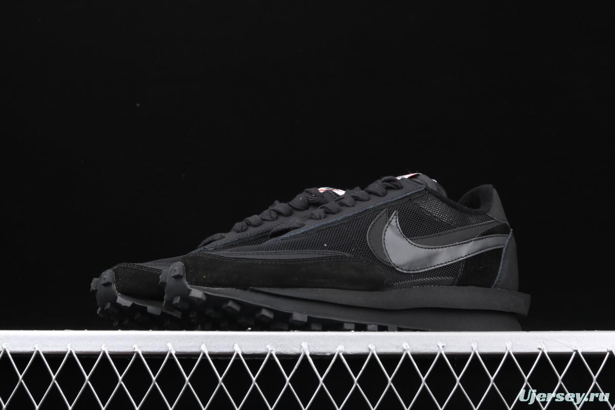 Sacai x NIKE LVD Waffle Daybreak co-signed catwalk style net gauze leather splicing double hook Swoosh running shoes BV0073-002