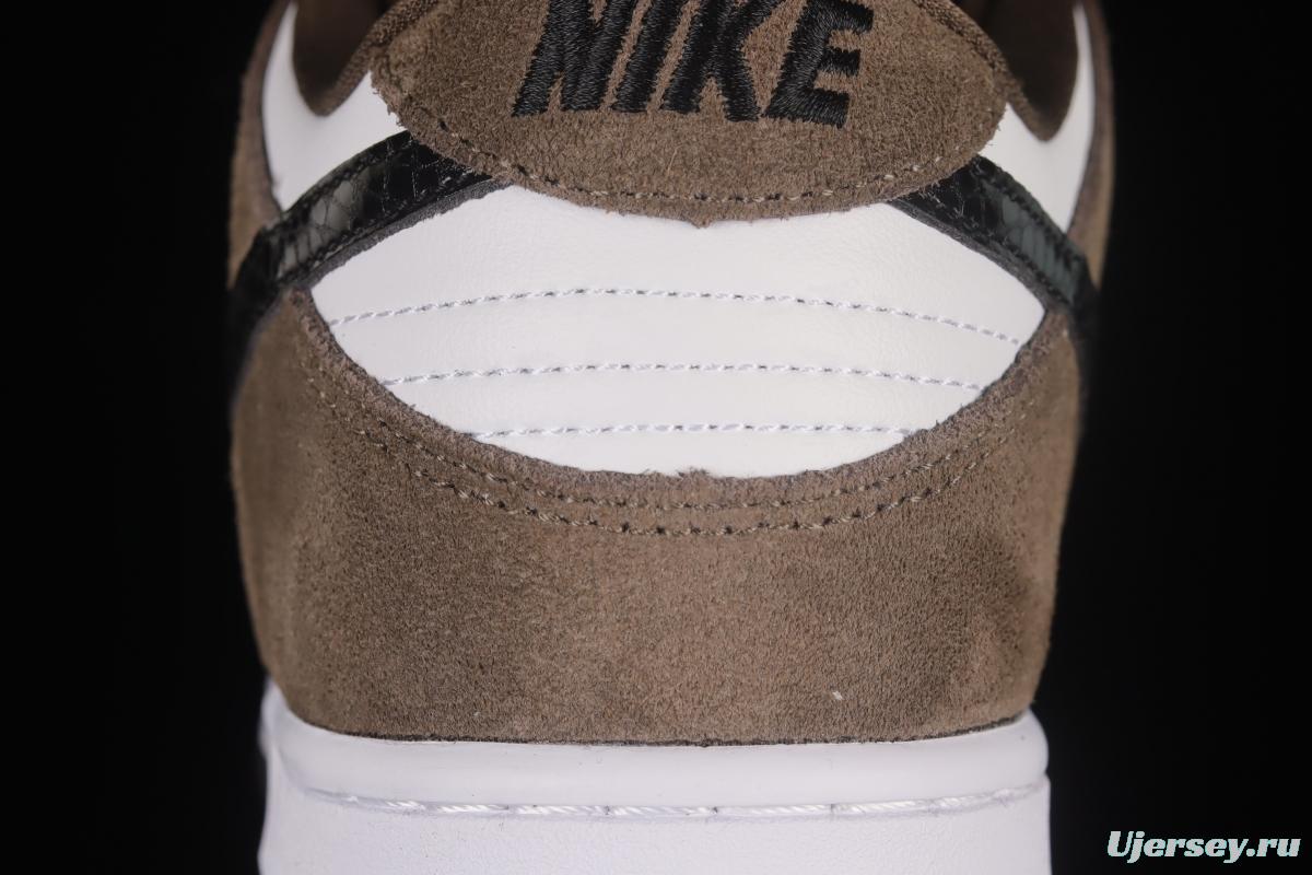 NIKE SB DUNK Low Pro Trail End Brown Furn Brown White Black Snake Print Dunk Series Low Top Casual Sports Skateboard Shoes 304292-102